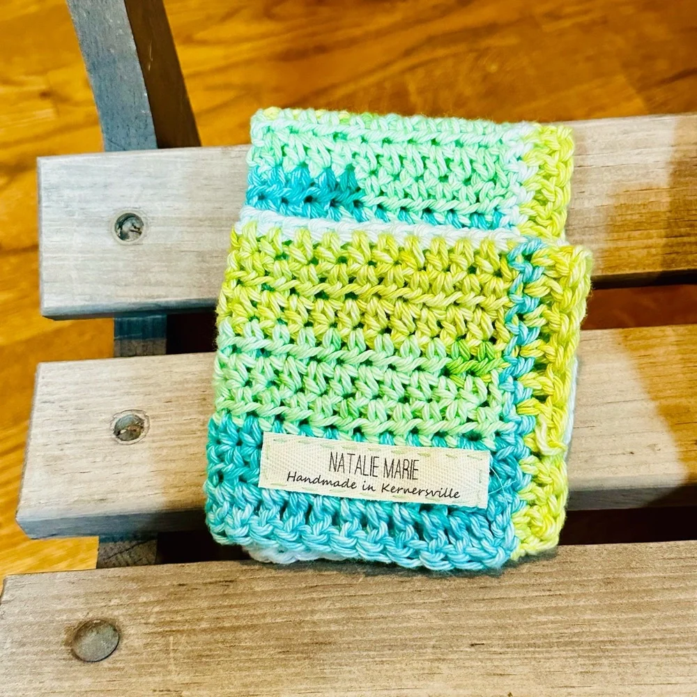 NWT Handmade Cotton Dish Wash Cloth Striped Multi Color - Set of 2